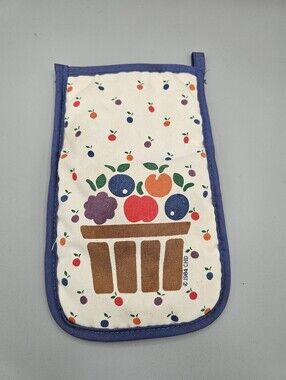 80s Fruit Basket Kitchen Oven Mitt Mitten Basket 1984 CHD Colorful Polkadot Vtg